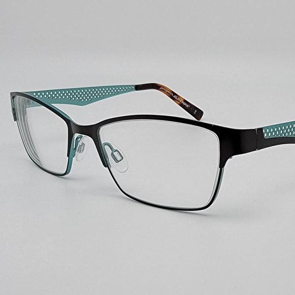 *SOLD* Project Runway PR 128M 171 Brown Mint Cat Eye Eyeglasses Frame 52-17-135 - Picture 1 of 14
